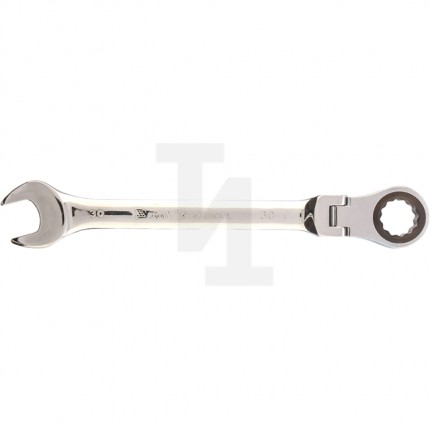 Ключ комбинированный трещоточный, 30 мм, CrV, шарнирный, зерк.хром Matrix 14899