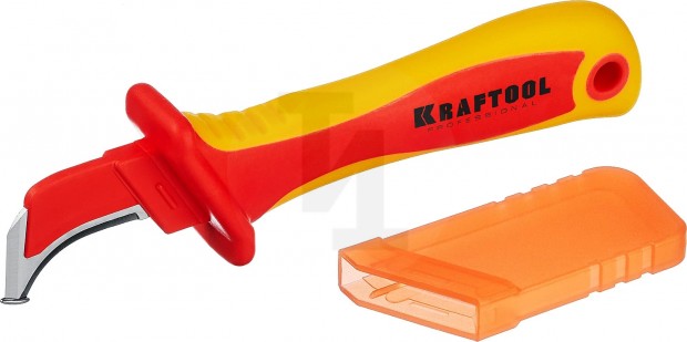 KN-7, нож электрика диэлектрический, с ″пяткой″, изогнутый, KRAFTOOL 45400