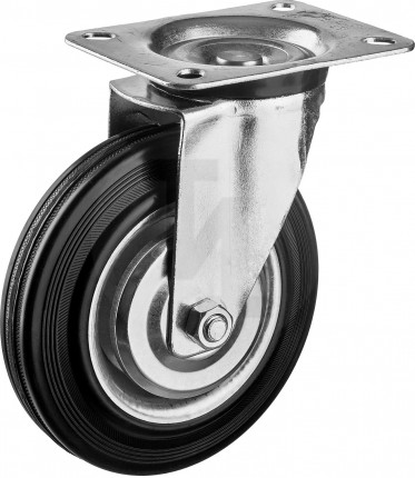 Колесо поворотное d=160 мм, г/п 145 кг, резина/металл, игольчатый подшипник, ЗУБР Профессионал 30936-160-S