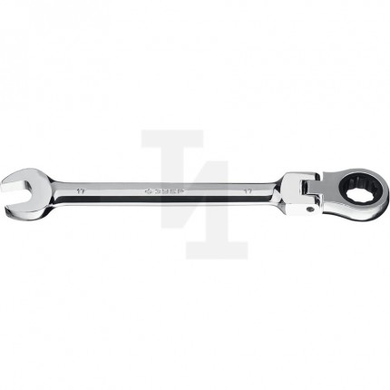 Комбинированный гаечный ключ трещоточный шарнирный 17 мм, ЗУБР 27101-17