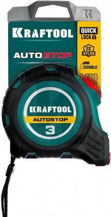 KRAFTOOL AutoStop 3м / 16мм профессиональная рулетка с автостопом 552323