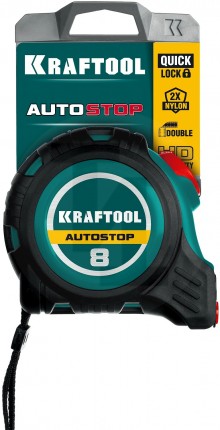 KRAFTOOL AutoStop 8м / 25мм профессиональная рулетка с автостопом 552485