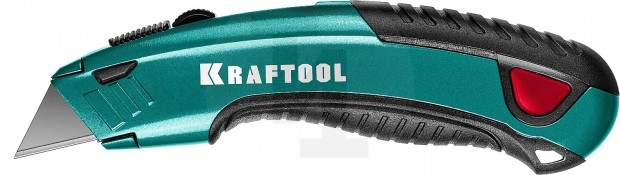 KRAFTOOL GRAND-24, универсальный нож с автостопом, 2 трап. лезвия А24 09241_z02