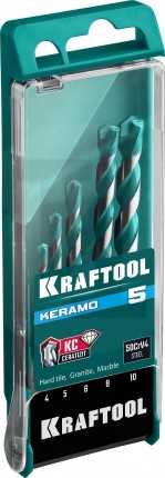 KRAFTOOL KERAMO 5 шт: 4-5-6-8-10 мм набор сверл по керамограниту с твердосплавной пластиной 29175-H5