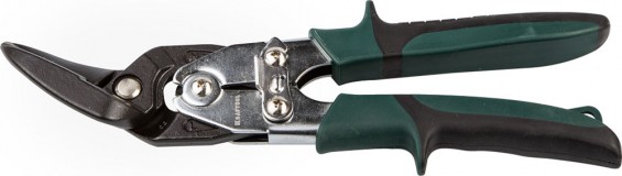 KRAFTOOL Ножницы по металлу BULLDOG проходные с двойной рычажной передачей, левые, губка с выносом, Cr-Mo, 260 мм