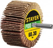 Круг шлифовальный STAYER лепестковый, на шпильке, P100, 60х30 мм