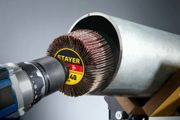 Круг шлифовальный STAYER лепестковый, на шпильке, P120, 30х15 мм 36606-120