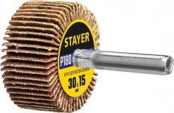 Круг шлифовальный STAYER лепестковый, на шпильке, P180, 30х15 мм