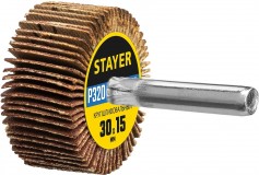 Круг шлифовальный STAYER лепестковый, на шпильке, P320, 30х15 мм