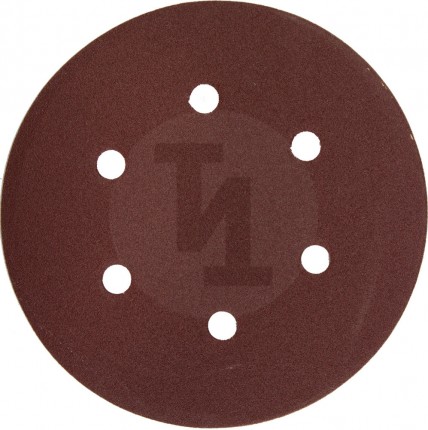 Круг шлифовальный ЗУБР "МАСТЕР" универсальный, из абразивной бумаги на велкро основе, 6 отверстий, Р120, 150мм, 5шт 35566-150-120
