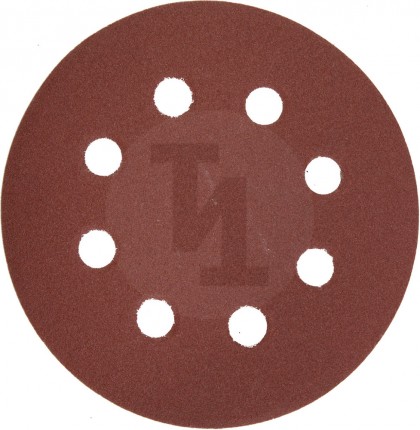 Круг шлифовальный ЗУБР "МАСТЕР" универсальный, из абразивной бумаги на велкро основе, 8 отверстий, Р180, 125мм, 5шт 35562-125-180