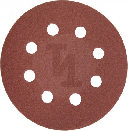 Круг шлифовальный ЗУБР "МАСТЕР" универсальный, из абразивной бумаги на велкро основе, 8 отверстий, Р320, 125мм, 5шт 35562-125-320