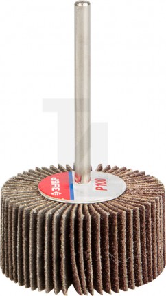 Круг шлифовальный ЗУБР "МАСТЕР" веерный лепестковый, на шпильке, тип КЛО, зерно-электрокорунд нормальный, P100, 15х30мм 36600-100