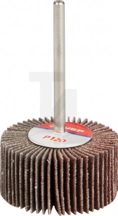 Круг шлифовальный ЗУБР "МАСТЕР" веерный лепестковый, на шпильке, тип КЛО, зерно-электрокорунд нормальный, P120, 15х30мм 36600-120