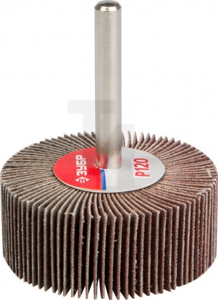 Круг шлифовальный ЗУБР "МАСТЕР" веерный лепестковый, на шпильке, тип КЛО, зерно-электрокорунд нормальный, P120, 20х50мм 36601-120