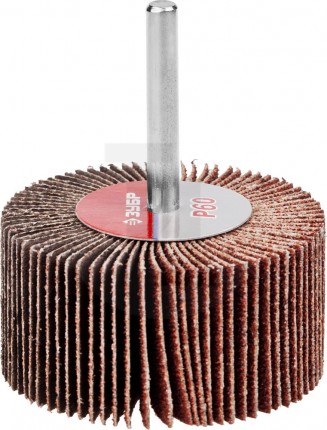 Круг шлифовальный ЗУБР "МАСТЕР" веерный лепестковый, на шпильке, тип КЛО, зерно-электрокорунд нормальный, P60, 30х60мм 36602-060