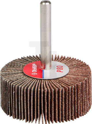 Круг шлифовальный ЗУБР "МАСТЕР" веерный лепестковый, на шпильке, тип КЛО, зерно-электрокорунд нормальный, P80, 20х50мм 36601-080