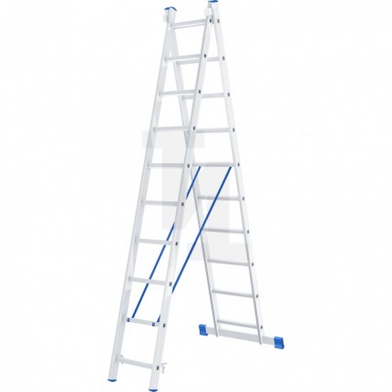 Лестница, 2 х 10 ступеней, алюминиевая, двухсекционная, Сибртех 97910