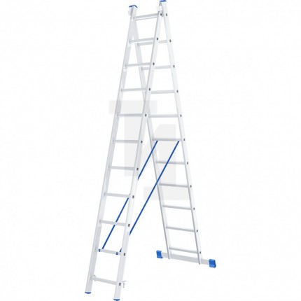 Лестница, 2 х 11 ступеней, алюминиевая, двухсекционная, Сибртех 97911