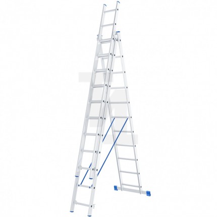 Лестница, 3 х 11 ступеней, алюминиевая, трехсекционная, Сибртех