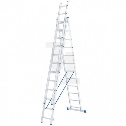 Лестница, 3 х 12 ступеней, алюминиевая, трехсекционная, Сибртех