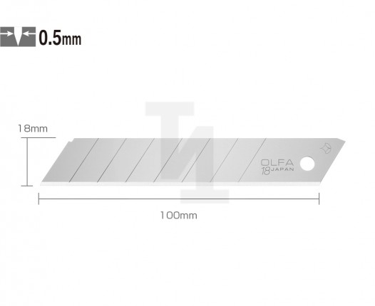 Лезвие OLFA сегментированное 18 мм, 8 сегментов, 50шт OL-LB-50B