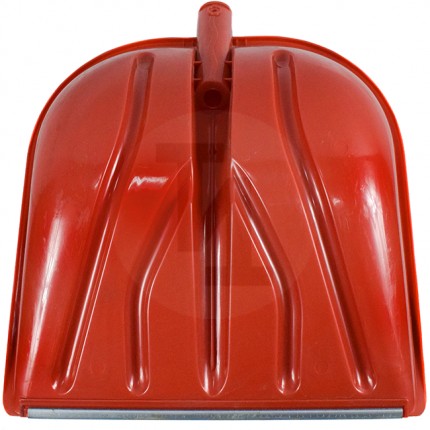 Лопата пластиковая снеговая D-32 (410х460мм) б/ч (цветная/красная) с оцинкованной планкой Сокол 197023