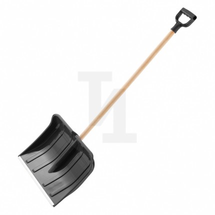 Лопата для уборки снега пластиковая, 470х350х1360 мм, деревянный черенок// Palisad 61646