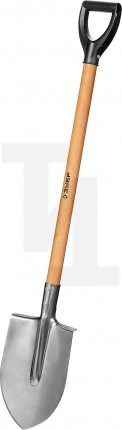 Лопата "Мастер-НС" штыковая из нержавеющей стали, деревянный черенок, с рукояткой, ЗУБР 39447
