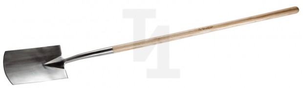 Лопата штыковая прямоугольная из нержавеющей стали, деревянный черенок, ЗУБР Профессионал 4-39415