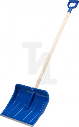 Лопата снеговая "Аляска" пластиковая с алюминиевой планкой, с деревянным черенком и V-ручкой, 490 мм, ЗУБР 39923 39923