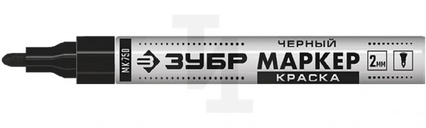 Маркер-краска МК-750 черный, круглый наконечник, 2-4 мм ЗУБР 06325-2