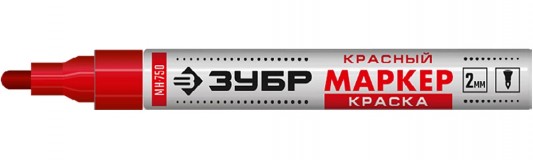 Маркер-краска МК-750 красный, круглый наконечник, 2-4 мм ЗУБР