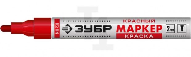 Маркер-краска МК-750 красный, круглый наконечник, 2-4 мм ЗУБР 06325-3