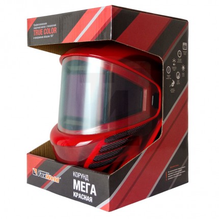Маска сварщика Корунд "Мега" красная (фильтр Mega LED) в коробке FoxWeld 6615
