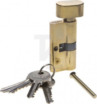 Механизм ЗУБР "МАСТЕР" цилиндровый, тип "ключ-защелка", цвет латунь, 5-PIN, 60мм 52103-60-1