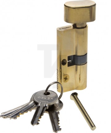 Механизм ЗУБР "МАСТЕР" цилиндровый, тип "ключ-защелка", цвет латунь, 5-PIN, 70мм 52103-70-1
