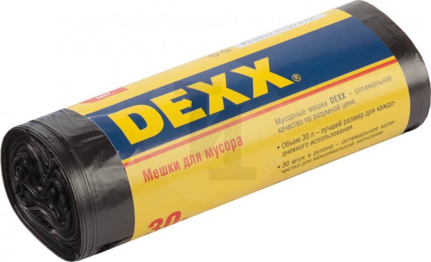 Мешки для мусора DEXX, черные, 30л, 30шт 39150-30