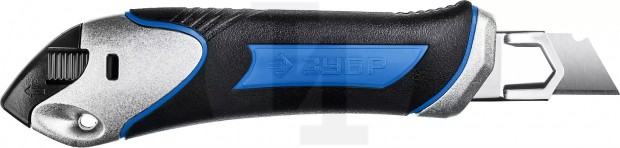 Металлический обрезиненный нож с автостопом Титан-А, сегмент. лезвия 18 мм, ЗУБР Профессионал 09177_z02