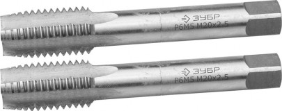 Метчики ЗУБР "ЭКСПЕРТ" машинно-ручные, комплектные для нарезания метрической резьбы в сквозных отверстиях, М20х2,5, 2шт