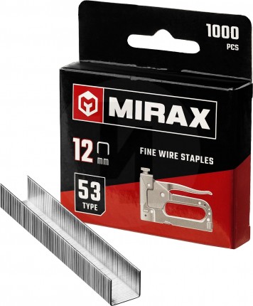 MIRAX 12 мм скобы для степлера узкие тип 53, 1000 шт 3153-12