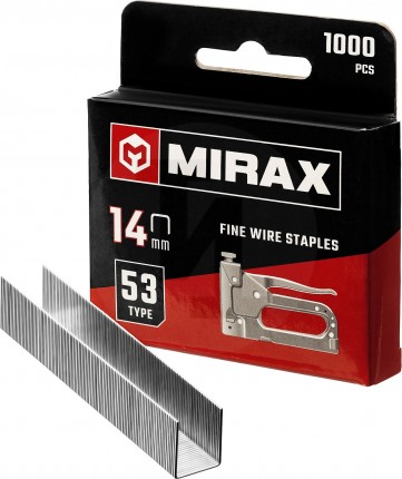 MIRAX 14 мм скобы для степлера узкие тип 53, 1000 шт 3153-14