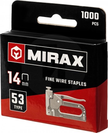 MIRAX 14 мм скобы для степлера узкие тип 53, 1000 шт 3153-14