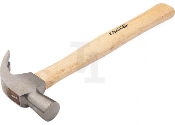 Молоток-гвоздодер, 225 г, боек 22 мм, деревянная рукоятка Sparta 104105