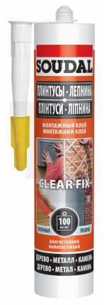Монтажный клей "Clear Fix" каучуковой, прозрачный 280мл Soudal 146446