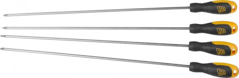 Набор JCB: Отвертки, хромомолибденовая сталь S2, двухкомпонентные рукоятки, магнитный наконечник, 4 предм