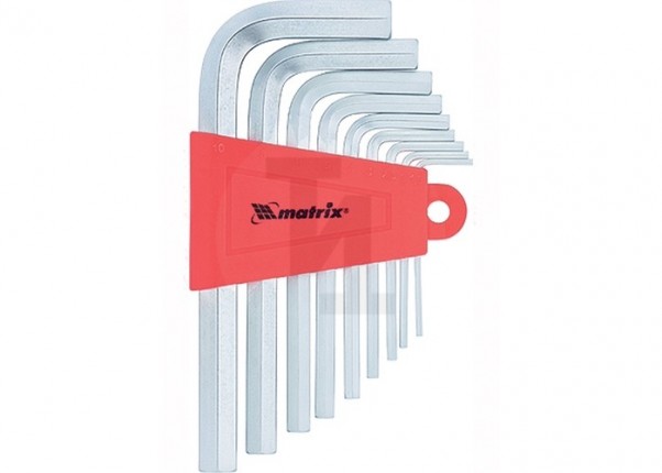 Набор ключей имбусовых HEX, 1,5-10 мм, CrV, 9 шт, коротких, с сатиновым покрытием Matrix 12303
