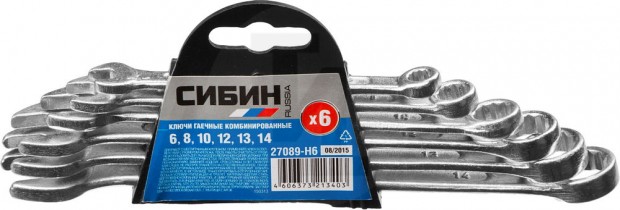 Набор комбинированных гаечных ключей 6 шт, 6 - 14 мм, СИБИН 27089-H6_z01