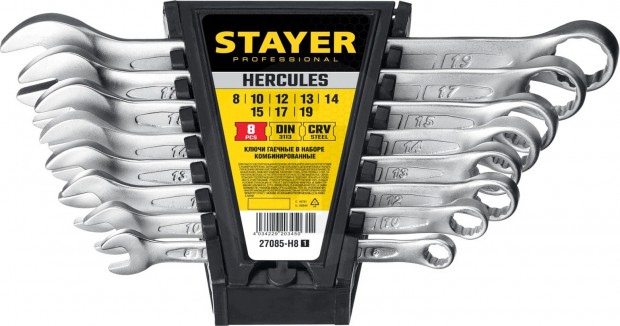 Набор комбинированных гаечных ключей 8 шт, 8 - 19 мм, STAYER HERCULES 27085-H8_z01
