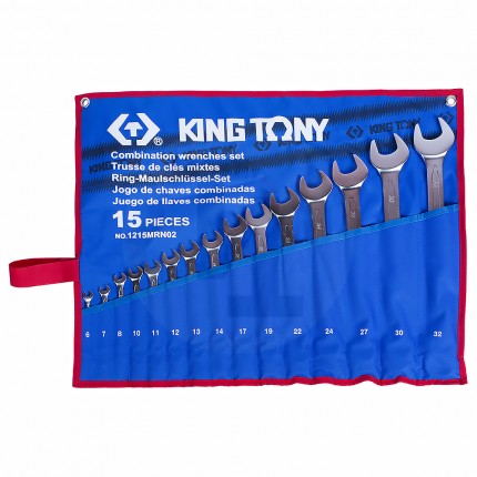 Набор комбинированных ключей 6-32мм чехол из теторона 15 предметов King Tony 1215MRN02